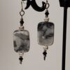 Handcrafted Beaded Black & Grey Marble Drop Earrings with wire ear hooks