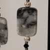 Handcrafted Beaded Black & Grey Marble Drop Earrings with wire ear hooks