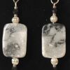 Handcrafted Beaded Black & Grey Marble Drop Earrings with wire ear hooks